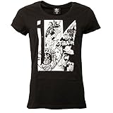 FC St. Pauli Damen Frauen T-Shirt Kunstdruck Collage Vereinslogo Hamburg Schwarz Weiß (M)