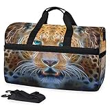 Oarencol 3D-Reisetasche mit Leopardenmuster, bunt, abstrakt, Hochformat, modisch, Reisetasche, Wochenendtasche, mit Schuhfach für Damen und H