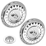 Allinone-Kitchen Küchenspüle Spülbecken-Sieb, 2er-Pack Edelstahl, verstopfungsfreier Abflussschutz, Ersatz-Stöpsel (Durchmesser: 78 mm-83 mm)