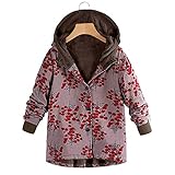 Darringls Teddymäntel Frauen Lang Plüschmantel Wintermantel Kapuzenjacke Herbstjacke Winterjacke Fleecejacke Teddymantel Winter Herbst Fleece Jacke Mantel Plüsch F