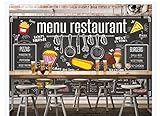 Benutzerdefinierte Fototapete Moderne 3D Europäische Mode Handgemalte Tafel Kreide Zeichen Restaurant Bar Hintergrund Wand-400cmx280cm (157.4x110.2inch) Wandbild Aufkleber Wohnzimmer Schlafzimmer Dek