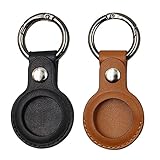 Zarupeng 2 PCS Schutzhülle kompatibel mit AirTags Echt Leder Case Tragbare Silikon Schutzhülle Location Tracker Cover Schutz Schutzabdeckung Protector Schutzhülle Hülle Zubehör (B, S)