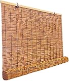 Bambusrollo,Natural Schilf Vorhang, Handgewebte Carbonization Schilf Vorhang,Bambusrollo Sichtschutz Rollos,Balkon Trennwand Strohjalousien,Sonnenschutz,Atmungsaktiv,mit Lifter,für Außen/Innen,Anp