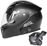 Motorrad Bluetooth-Helme Anti-Nebel-Doppel-Visier volles Gesicht Flip Up Motorrad Lokomotive Helm eingebautes Lautsprecher Headset-Mikrofon for automatische Anrufbeantwortung DOT/ECE. Zug