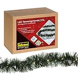 Idena 31345 - LED Tannen-Girlande mit 24 LED in Warmweiß, mit 6 Stunden Timer-Funktion, batteriebetrieben, ca. 2,2 m lang, als Dekoration zur Adventszeit und zu W