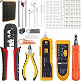 MAYLINEE RJ45 8p8c Crimp werkzeug Set Cat5 Cat5e Cat6 Durchgangs Crimpen, Ethernet Crimper Netzwerk Werkzeug für Passthrough und Legacy Anschluss (Rot)