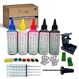F-ink 5 x 100 ml Flaschen Tinte und Tinte Nachfüllwerkzeuge kompatibel mit HP Tintenpatrone 303 305 307 21 22 338 339 343 901 303XL 305XL 307XL