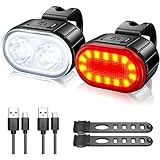 QQMQ Led Fahrradbeleuchtung, Fahrradlicht Set USB Aufladbar Zulassung Fahrradlampe Klein, IPX4 Wasserdicht Fahrradlicht Vorne Frontlicht& Rücklicht Set, 6pc Leuchtmodi Beleuchtungs S