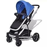 Cigopx 2-in-1 Buggy/Kinderwagen Aluminium Blau und Schw