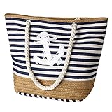 Flintronic Große Strandtasche mit Reißverschluss und Innentasche Wasserdicht Strandtasche, Einkaufstasche Shopper für Damen, Schultertasche Handtasche Einkaufstasche - B
