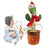 seOSTO Tanzender Kaktus Spielzeug Mimik mit Licht, Singender Kaktus, Wiederholender Plüsch-Spielzeug für Heimdekoration Kinder Spielen DREI Tasten zum Einstellen der Lautstärk
