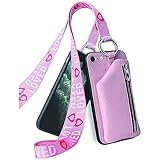 hongping für iPhone 6 Plus/iPhone 6s Plus Hülle mit Kartenhalter, Necklace Hülle mit Band, Kein Verstellbarer PU-Leder Crossbody/Halsketten-Umhängebandriemen, Lanyard Handyhü