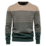 Herbst Und Winter Casual Fashion Herren Rundhals KontrastnäHte Gestreifter Langarm Pullover Pullover Slim-Fit Pullover Bottoming Shirt FüR MäN