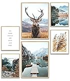 MUUDLY Premium Poster Set, Moderne Wandbilder für Wohnzimmer und Schlafzimmer, 2 x A3 & 4 x A4, Bilder als Wanddeko (Natur, ohne Rahmen)