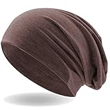 Hatstar Klassische Slouch Long Beanie Mütze, leicht und weich, für Damen und Herren (Jeans Braun meliert)