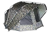 MK-Angelsport 'Fort Knox 2.0 Ghost 3-4 Personen Innenhöhe 1,9m BxTxH : 3,54 m x 3,75 m Dome Zelt Karpfenzelt wasserfest und temperaturstabiles Angelzelt,inkl. Gummihammer 1-2