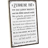 ARTFAVES® Holzschild mit Spruch - ZUHAUSE IST ES AM SCHÖNSTEN | Vintage Deko Schild zum Thema Familie | Shabby Chic Holzbild auch als Geschenk