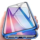 Orgstyle Hülle für Samsung Galaxy A71, Magnetische Hartglas Hülle mit Vorderseite und Rückseite, Metallrahmen Case mit Eingebaut Magnet, Ultra Dünn 360 Grad Handyhülle for Samsung Galaxy A71, B
