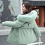 RWQRWQ Damen Freizeitjacke, Wattierte Winterjacke Und Daunenjacke, PlüSchfutter Zum Warmhalten, Schmal Geschnittener GüRtel, Windbreaker-RüCken,Green-XL