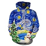 ZDDHOODY Herren Weihnachtspullover Oversize Christmas Shirts Geschenk für Männer Weihnachten 3D Druck Langarm Sweatshirt Hoodie Pulli Xmas Party Weihnachts Kleidung Kapuzenpullover Sw