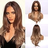 Kellynee Ombre blonde Perücke, lang, gelockt, synthetische Perücken für F