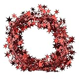 Kunyun Weihnachtsgirlande, 7,5 m, Sterne, Draht, Girlande, Lametta, Stern, Bänder, Weihnachtsbaumdekoration für Zuhause, Hochzeit, Geburtstag, Weihnachten, Party, Ornamente (Farbe: Rot)