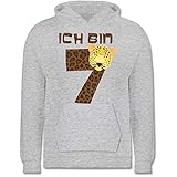 Kindergeburtstag Geschenk - Ich Bin 7 Leopard - 152 (12/13 Jahre) - Grau meliert - Geburtstag - JH001K JH001J Just Hoods Kids Hoodie - Kinder H