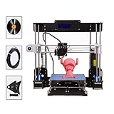 PrinThink A8 3D Drucker Bausatz, Upgradest High Precision MK8 Düse 220 * 220 * 240mm Druckergröße mit 1.75mm Filament DIY Prusa 3D Drucker Kit (Aviation Holzrahmen)