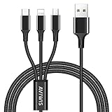 Multi USB Kabel, AVIWIS 3 in 1 Multi Ladekabel Nylon Mehrfach Ladekabel Micro USB Typ C IP für Android Samsung Galaxy S20 S10 S9 S8 A5 J5, Huawei P40 P30 P20, Honor, Oneplus, LG, Kindle -1.2M