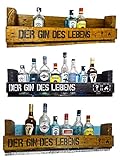' Der Gin des Lebens' SHaBBY ViNTaGe PaLeTTeNReGaL (HxLxT: 23x8ox9,5cm) im Frachtkisten Style aus Echtholz Gin Rum Whisky Wein Regal Wandbar. personalisierb