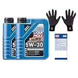 Brünte Feingrip Montagehandschuhe + 2x Original Liqui Moly 1L Longtime High Tech 5W-30 1136 Motoröl Motorenö