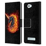 Head Case Designs Offizielle Christos Karapanos Einhorn Schwarzes Feuer Dunkle Stunden Leder Brieftaschen Handyhülle Hülle Huelle kompatibel mit Wileyfox Spark/