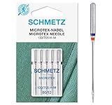 SCHMETZ Nähmaschinennadeln | 5 Microtex-Nadeln | 130/705 H-M | Nadeldicke 80/12 | auf Allen gängigen Haushaltsnähmaschinen einsetzbar | geeignet für besonders dichtes oder feines Geweb
