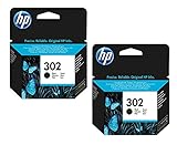 2X Original HP Tintenpatrone F6U66AE HP 302 HP302 für HP Officejet 3830 - Black - Leistung: ca. 190 Seiten/5%
