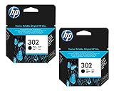 2X Original HP Tintenpatrone F6U66AE HP 302 HP302 für HP Officejet 3830 - Black - Leistung: ca. 190 Seiten/5%