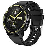 Smartwatches für Herren Damen 1,28 Zoll Touchscreen Fitness Smartwatch Tracker IP68 wasserdichte Tracker-Uhr mit Pulsuhr und Schlafmonitor, Schrittzähler Sport Laufuhr für Android und iOS (Gelb)