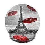 Ergonomic Mouse Pad with Wrist Rest Support, ToLuLu Gel Cute Mouse Pads Non Slip Rubber Base Mousepad, Mouse Wrist Rest Pad for Laptop Computer Home Office Working Gaming Pain Relief, Eiffel Tow