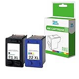 Inkjello wiederaufbereitete Tinten patrone Ersatz für HP Deskjet 2149 2180 3747 3900 3910 3915 3918 3920 3930 3930 V 3938 3940 3940 V D1311 D1320 D1330 D1341 D1360 21XL 22XL (schwarz/Farbe, 2er Pack)