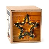 GARTENPIRAT Weihnachtsstern 60 cm beleuchtet Metall Tannengirlande zum Aufhäng