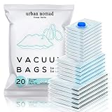 Vakuumbeutel Kleidung 20er Set 3 Größen - Vakuum Beutel für Staubsauger Wiederverwendbar 100% Dicht & Robust | Reise Kompressionsbeutel Kleiderbeutel Aufbewahrungsbeutel Vakuumtüten Kleidersack XL