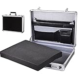 DZDZ Geld Safe Business Password Box Multifunktionsaufbewahrungsbox Schwarz Aluminiumlegierung Koffer Werkzeugkasten 1013 (Color : Silver Black)