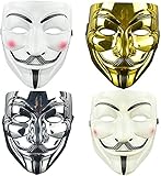 Vendetta Maske Halloween Cosplay Guy Fawkes V Masken Anonymous für Party Maskerade Erwachsene 4 Stück