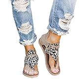 Porfeet Damen Sandalen, Damen Mode Sommer Leopard Schlange Zebradruck Reißverschluss Strandsandalen Flache Schuhe Leopardenmuster 39