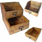 LS-LebenStil Holz Apotheker Schublade Napoli 24cm Besteckkasten Cutlery Antik Vintage stapelb