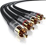 CSL - Stereo Cinch Audio Kabel - 5m Meter - 2X Cinch zu 2X Cinch Audiokabel - AUX Eingänge - Metall-Stecker vergoldet Kabel doppelt g