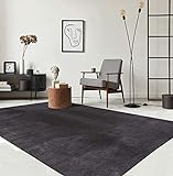 the carpet Relax Moderner Flauschiger Kurzflor Teppich, Anti-Rutsch Unterseite, Waschbar bis 30 Grad, Super Soft, Felloptik, Anthrazit, 160 x 230