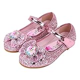 YOSICIL Mädchen Prinzessin Schuhe ELSA Kristall Schuhe Frozen Eiskönigin Sandalen Partei Glitzer Pumps Festlich Ballerina Karneval Verkleidung Kinder Kostüm Zubehör Schuhe,Rosa,27