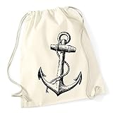 Turnbeutel Anker Hipster Beutel Tasche Anchor Jutebeutel Stringbag Beuteltasche Gym Bag Drawstring N