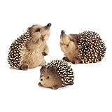 Deepboom Dekoset Igel Figurine 3 Stück Set Gartentiere Figuren süße Igel Hedgehog Skulptur Deko Herbstdekoration Deko Herbst für Outdoor G