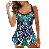 Bikini Große Oberweite Monokini Damen Bauchweg Tankini Set Bademode Set Bedruckter Borat Anzug für Frauen Badeanzug Damen Große Größe Rock Surfing T-Shirt Volant mit S